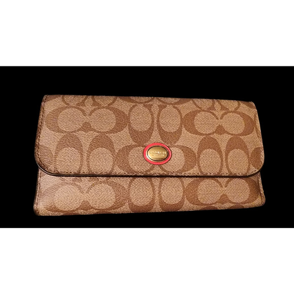 Coach Peyton Signature checkbook Wallet - Picture 1 of 9